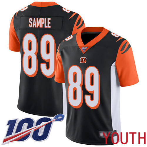 Cincinnati Bengals Limited Black Youth Drew Sample Home Jersey NFL Footballl #89 100th Season Vapor Untouchable->cincinnati bengals->NFL Jersey